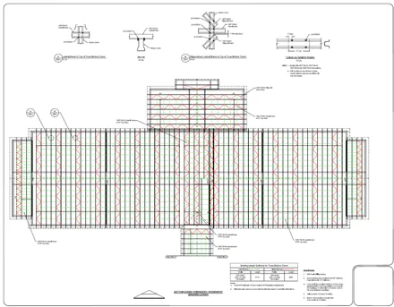 Bottom chord temporary and permanent bracing layout, a BBD Engineering drawing sheet