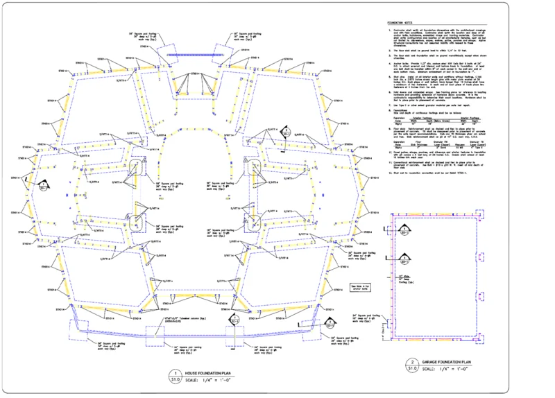 House and garage foundation plans, a BBD Engineering drawing sheet
