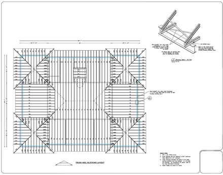 Truss heel blocking layout, a BBD Engineering drawing sheet