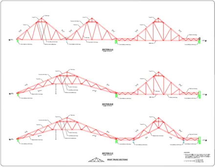 Roof truss sections, a BBD Engineering drawing sheet