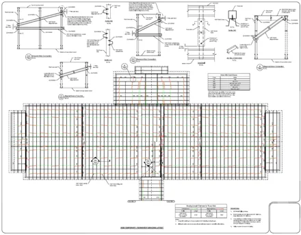 Web temporary and permanent bracing layout, a BBD Engineering drawing sheet